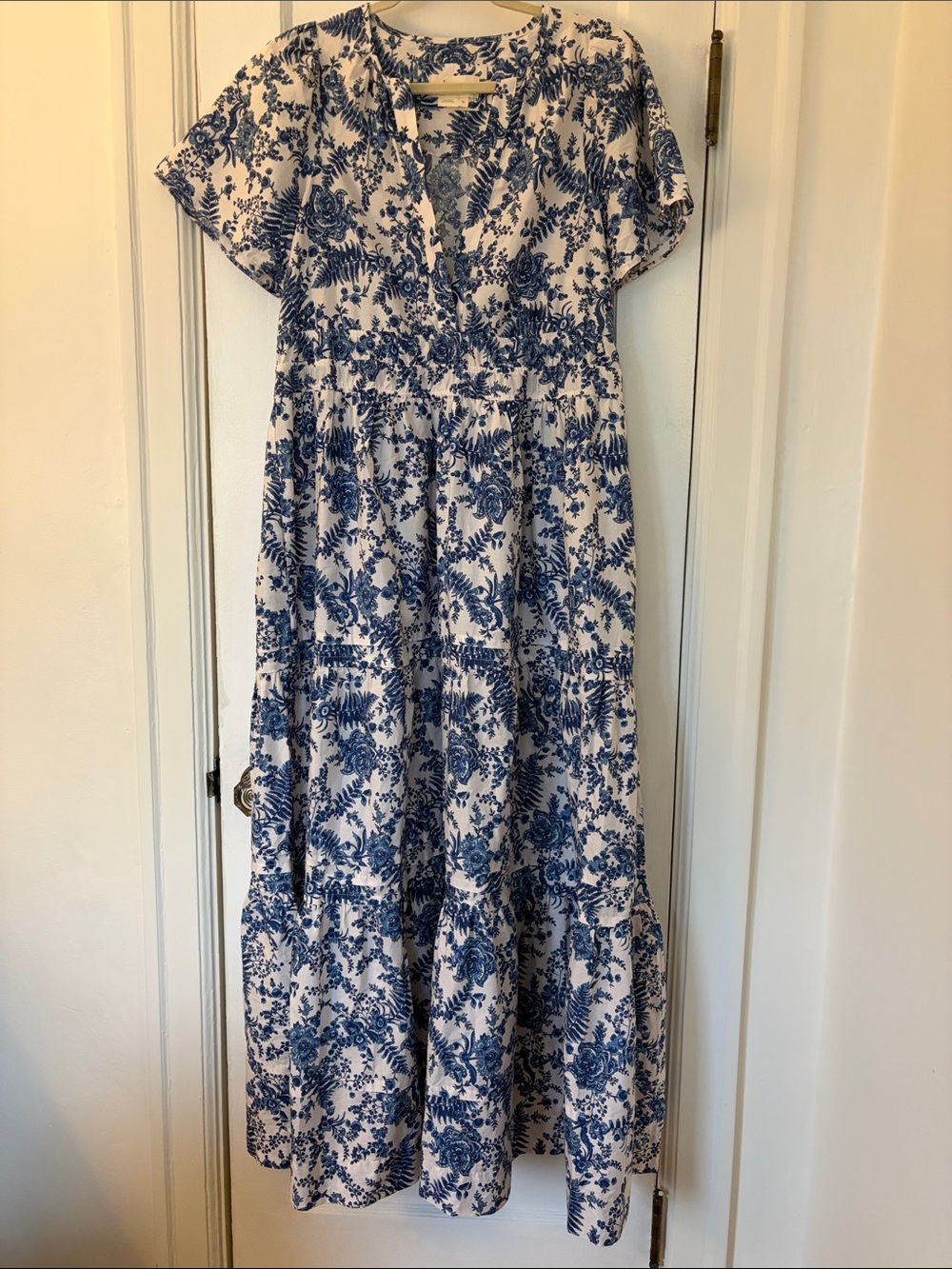 Anthropologie Somerset Blue & White Floral Maxi Dress